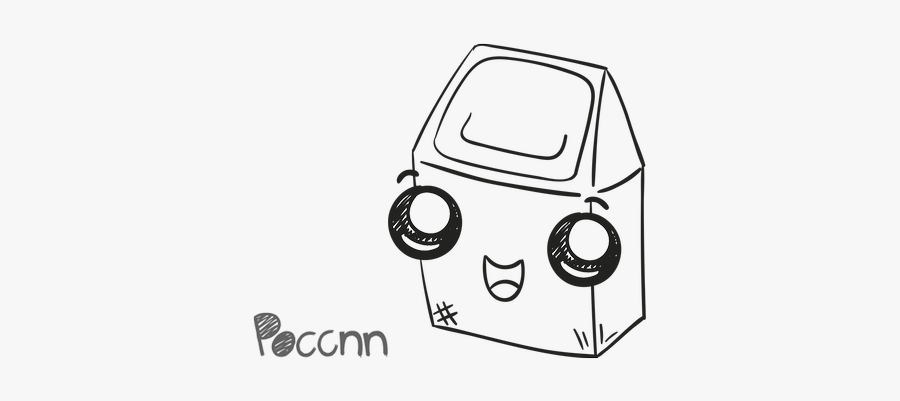 Lineart Trash Can - Draw Cute Trash Cans, Transparent Clipart