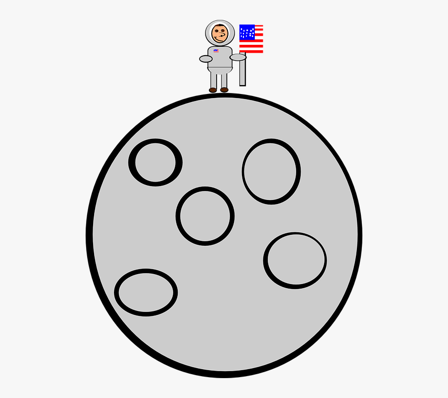Moonlanding, Mood, Usa, Neil Armstrong, Flag - Apollo 11 Cartoon Drawing, Transparent Clipart