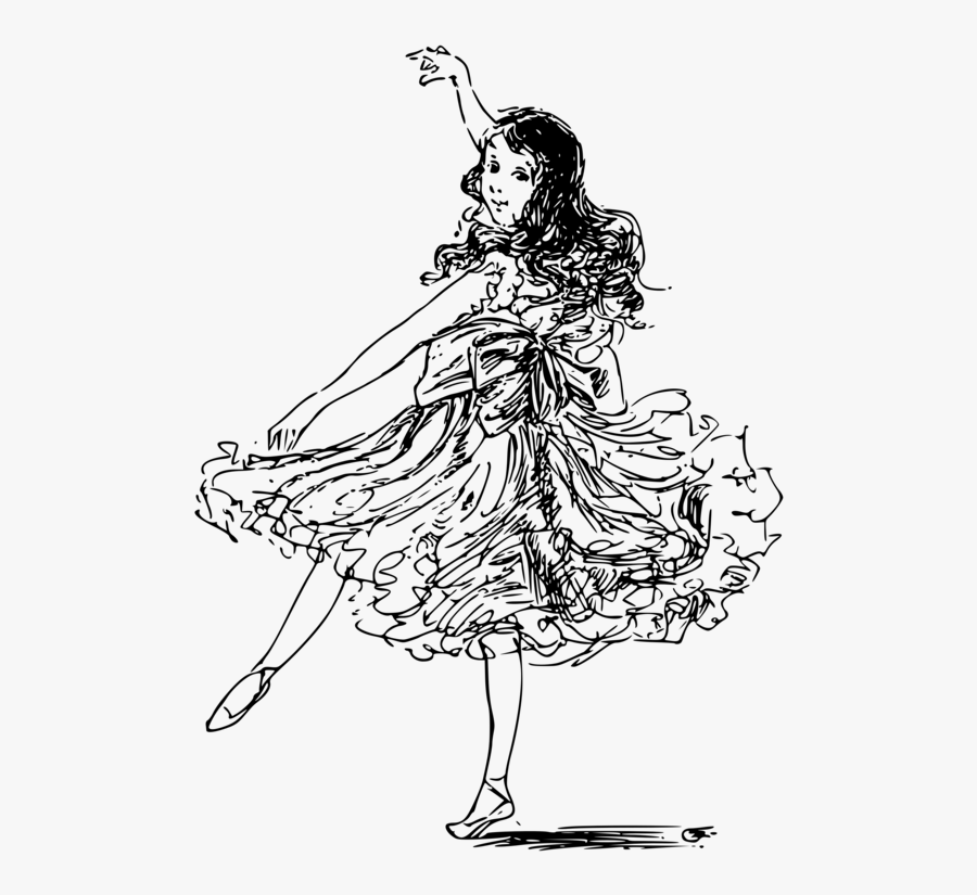 Art,monochrome Photography,plant - Girl Dancing Drawing Png, Transparent Clipart