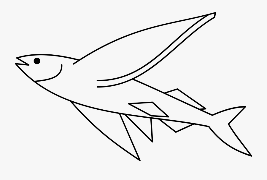 Fish Negative - Line Art, Transparent Clipart
