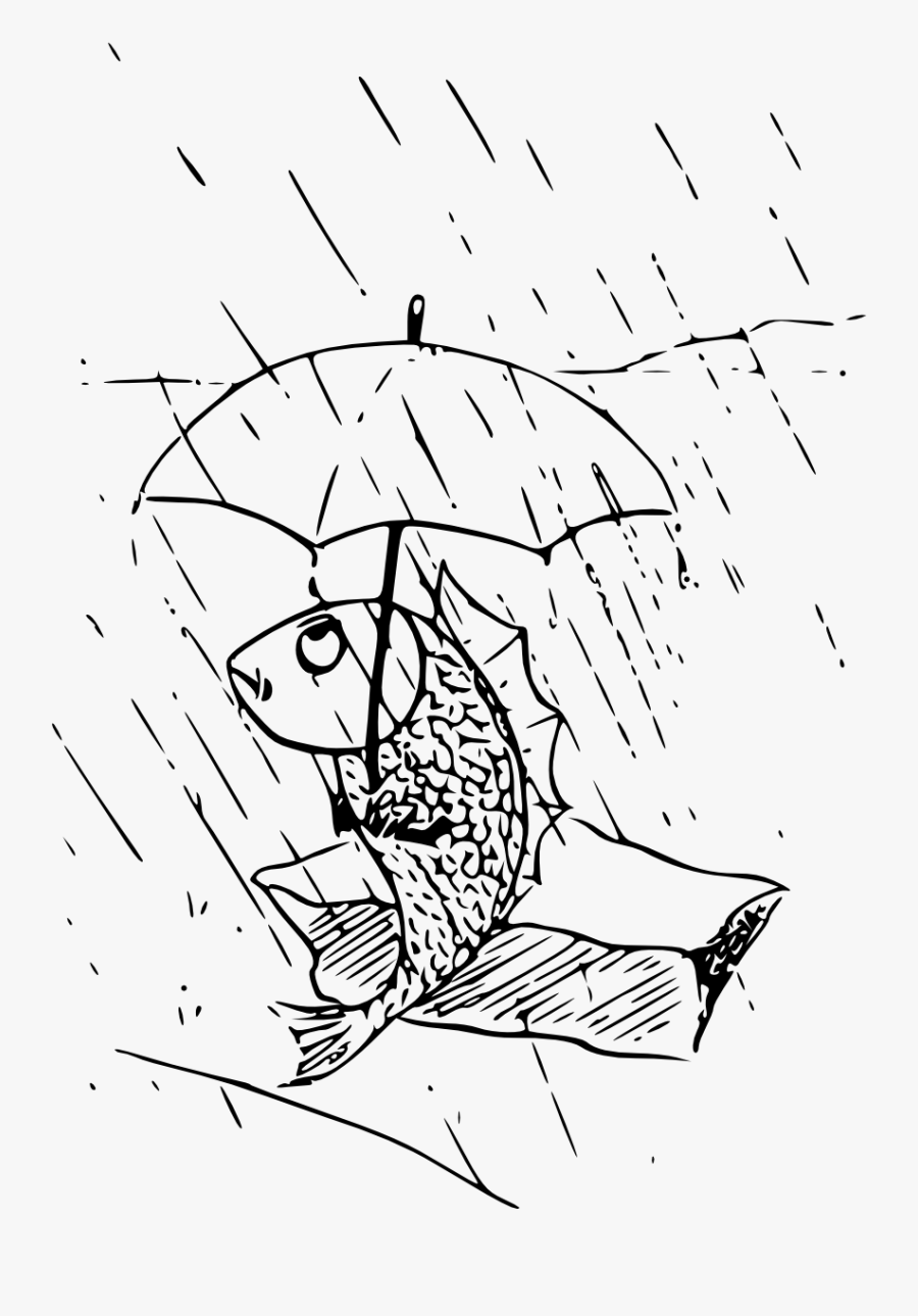 Fish Holding Umbrella, Transparent Clipart