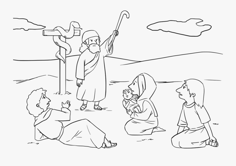 Brazen Serpent Coloring Page, Transparent Clipart