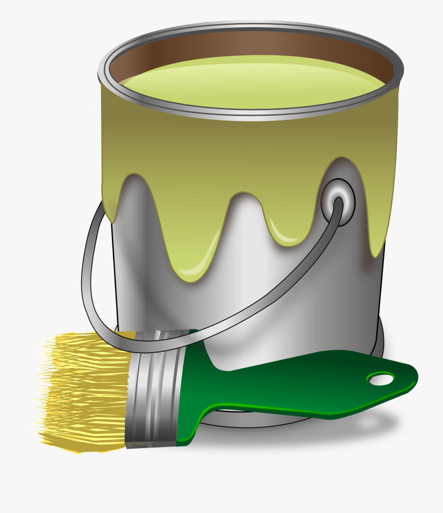 Pot De Peinture Et Un Pinceau Clipart Illustration - Paint Bucket And Brush Png, Transparent Clipart