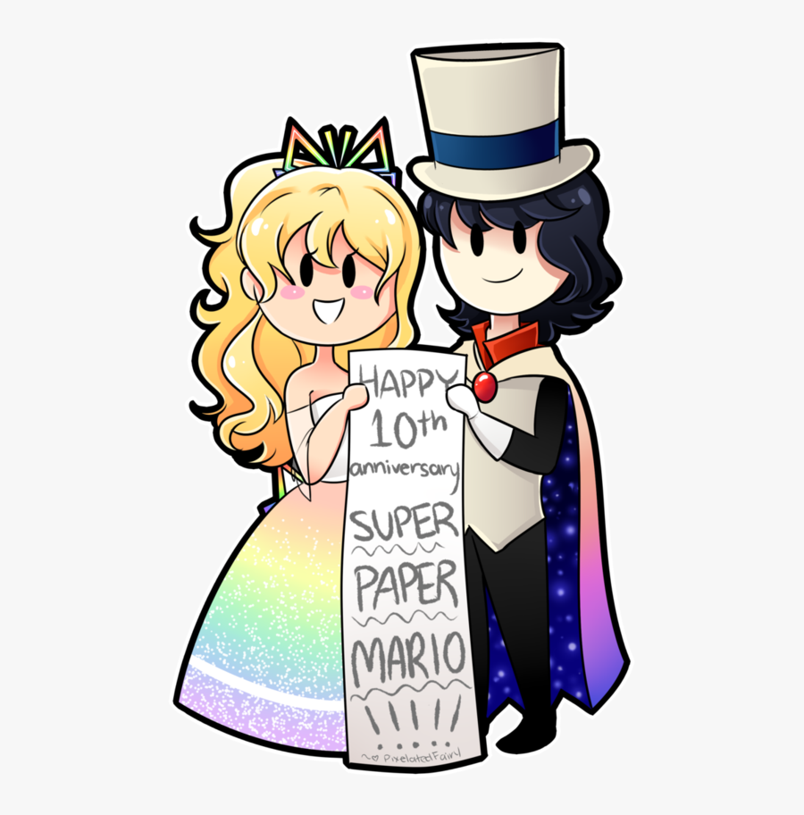 Happy 10th Anniversary Super Paper Mario By Pixelatedfairy - Transparent Super Paper Mario Characters, Transparent Clipart