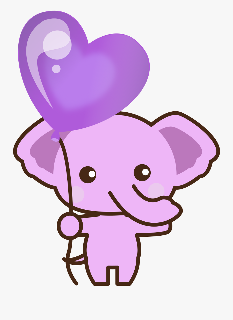 Pink,heart,flower - Elephant Cartoon Photos Png, Transparent Clipart
