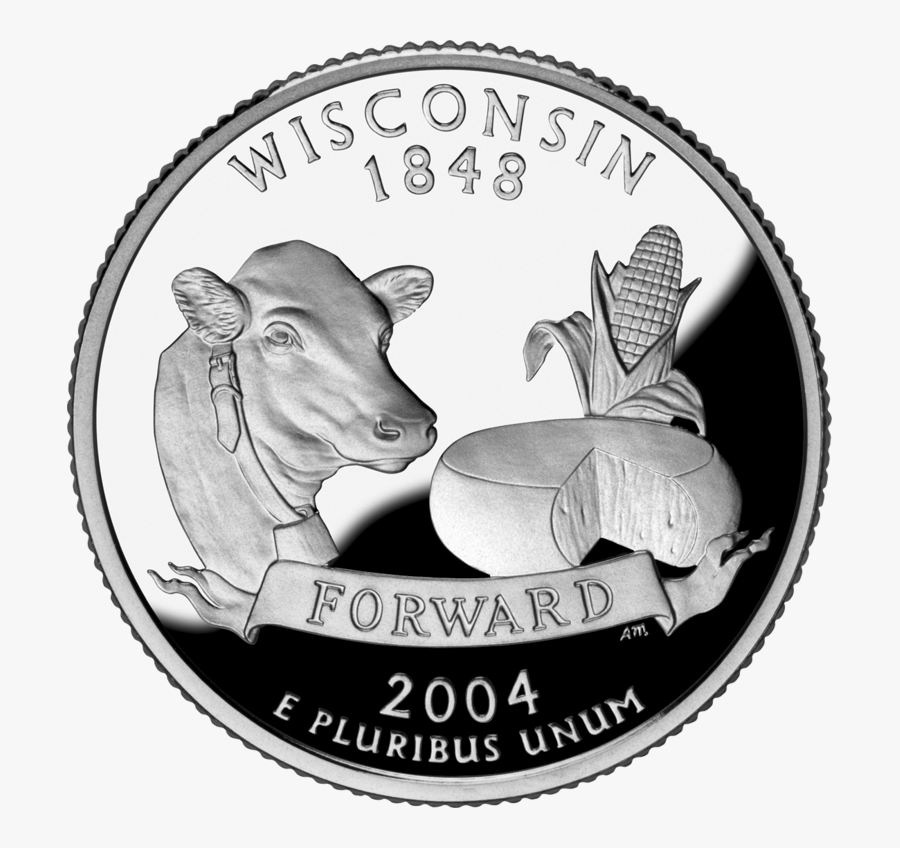 Clip Art Expensive Quarters - Wisconsin State Quarter, Transparent Clipart