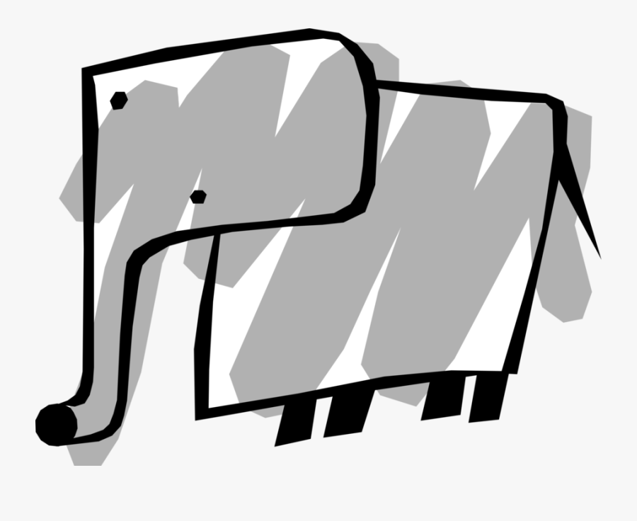 Vector Illustration Of African Elephant With Trunk, Transparent Clipart