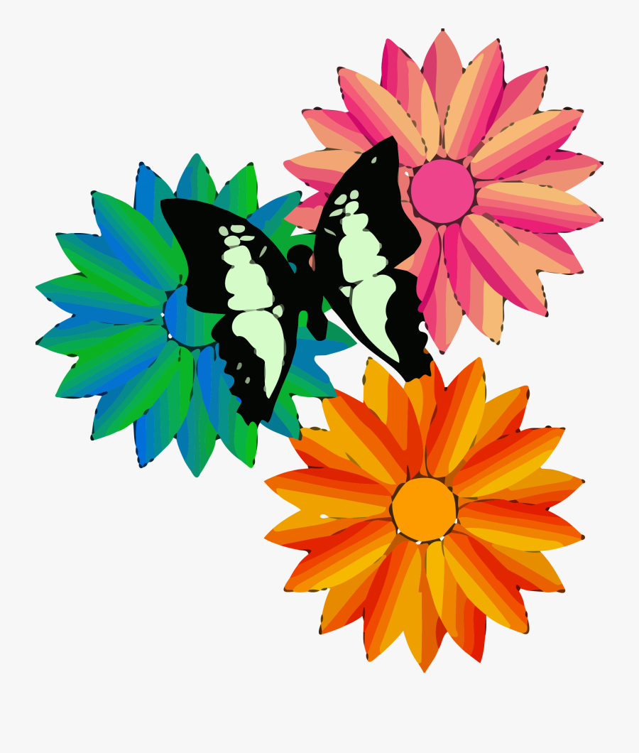 Flowers Butterfly Clipart Png - Butterfly And Flower Clip Art, Transparent Clipart