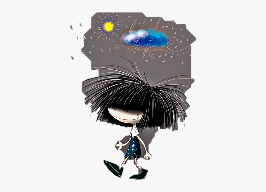 #girl #art #drawing #raining #cloud #cartoon #sunny - Illustration, Transparent Clipart