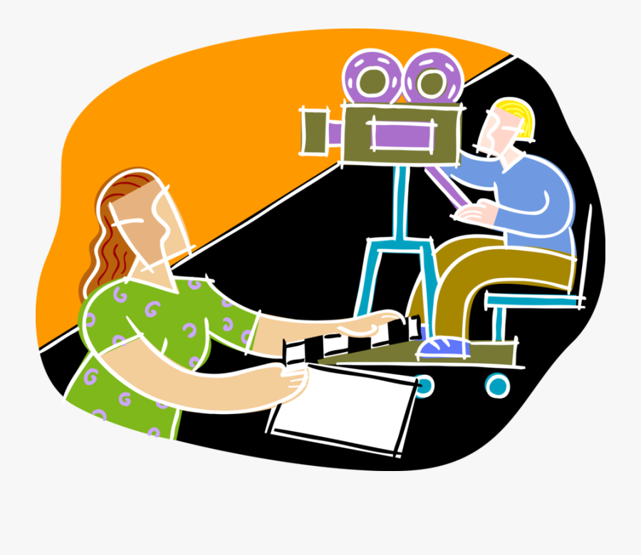 Royalty Free Film Industry Cameraman With Clapperboard, Transparent Clipart