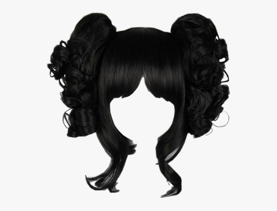 #wigs #lolita #ddlg #cute #kawaii #black #hair #freetoedit - Pigtail Wig Png, Transparent Clipart