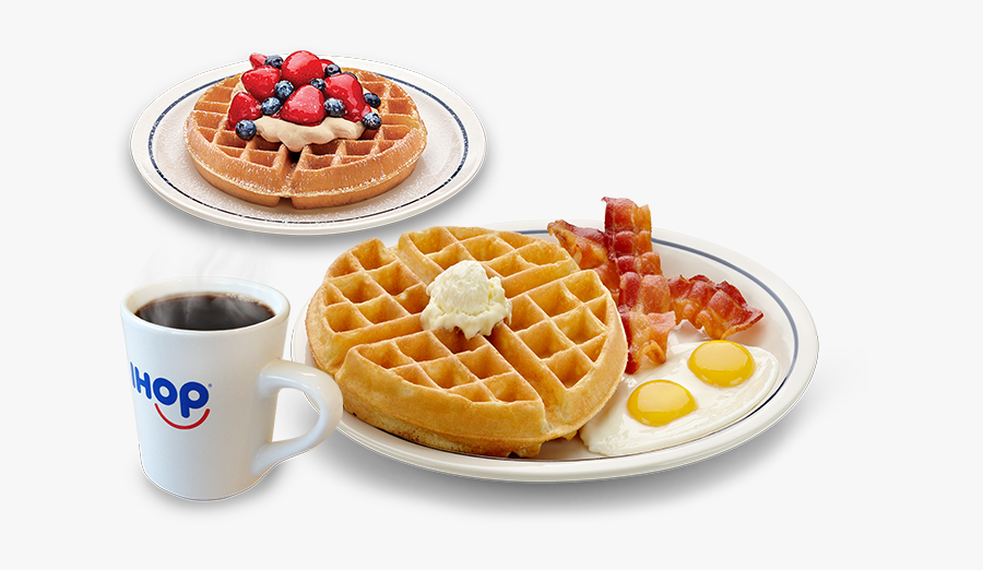 Clip Art Welcome To Ihop Waffles - Waffle With Eggs And Bacon, Transparent Clipart