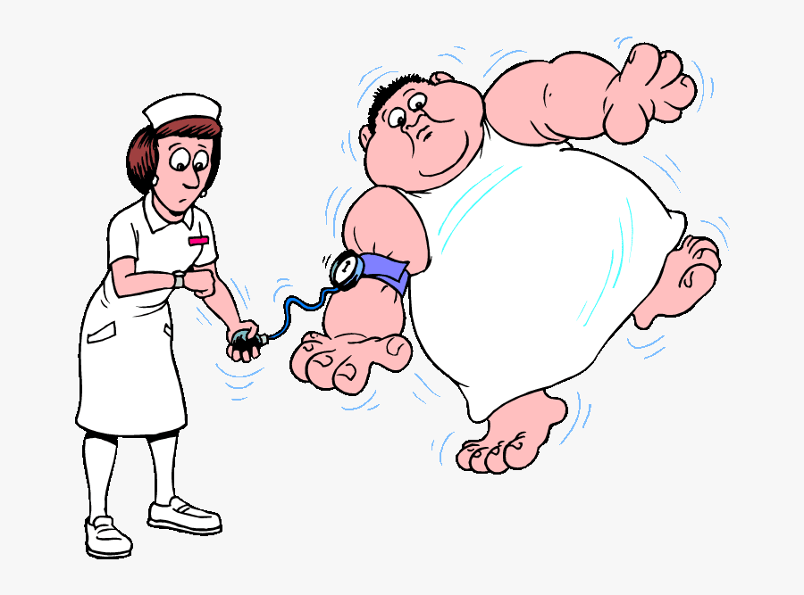 Nurse Taking Blood Pressure Cartoon - Obesity And Hypertension Cartoon, Transparent Clipart