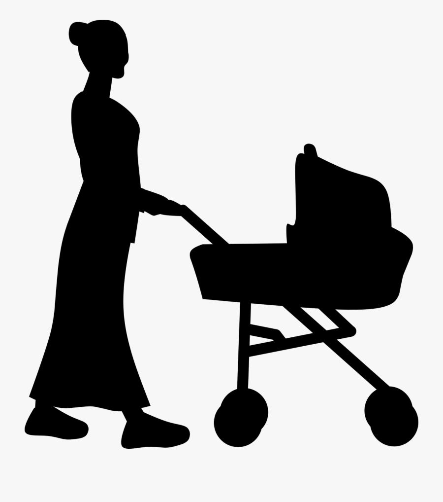 Silhouette, Baby, Mother, Carriage, Push Chair, Care - Walking Dad Tshirt Vector, Transparent Clipart