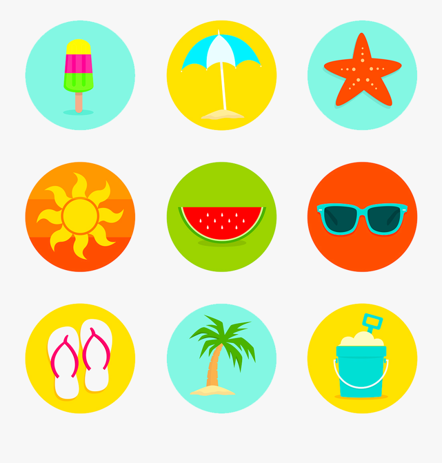 Summer Icon Flat Free, Transparent Clipart