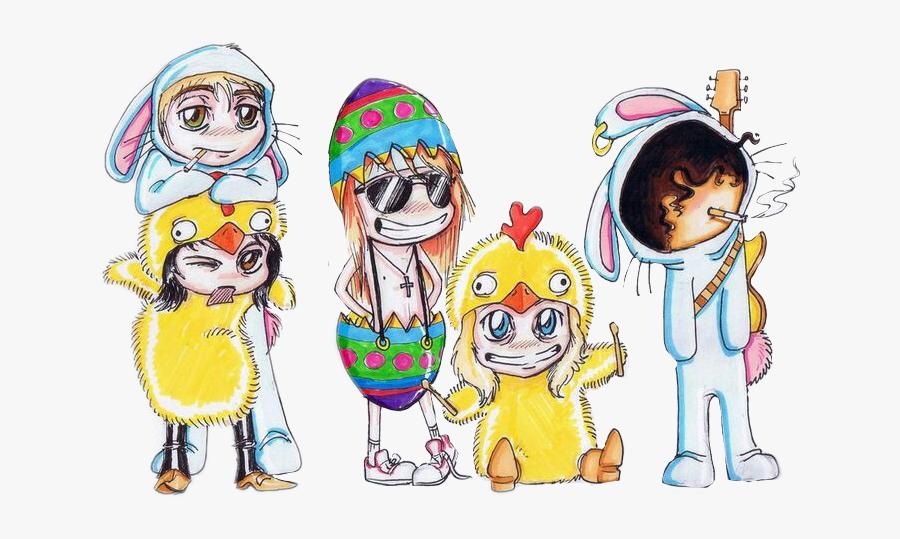 #gunsnroses #rock #caricatura #axl #duff #izzy #steven - Guns N Roses Easter, Transparent Clipart