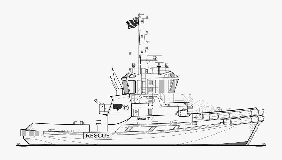 Tugboat Drawing Tanker Vessel - Marine Engineering Ship Drawing, Transparent Clipart