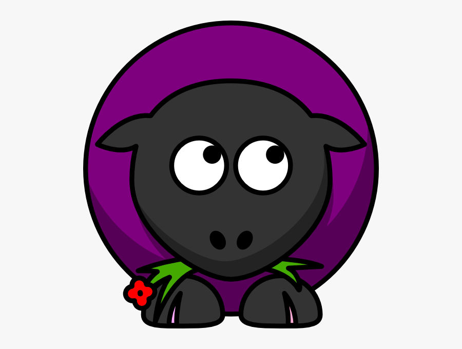 Sheep Looking Right-down Purple Svg Clip Arts - Yellow Cartoon Sheep, Transparent Clipart