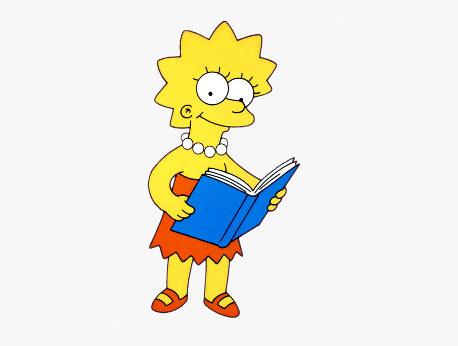 Cartoon Characters Simpsons Png - Lisa Simpson Reading A Book, Transparent Clipart