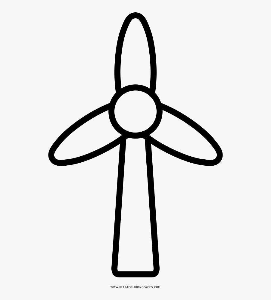 Wind Turbine Coloring Page - Line Art, Transparent Clipart