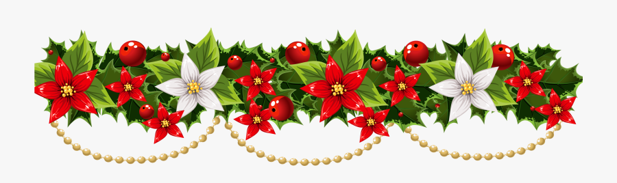 Transparent Poinsettia Clipart - Clip Art Christmas Garland, Transparent Clipart