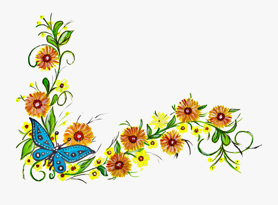 Corner Flower Design Png, Transparent Clipart