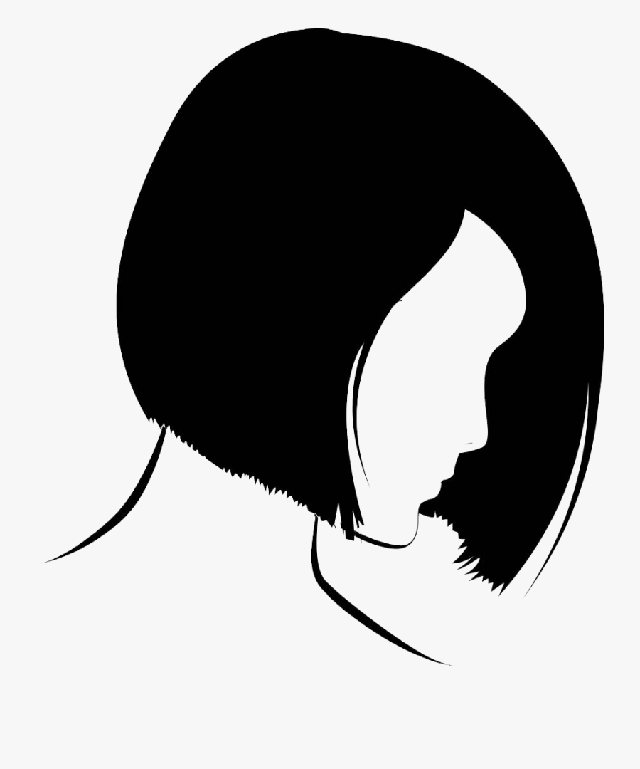 Beauty Face Illustration - Short Hair Silhouette Of A Woman Head, Transparent Clipart