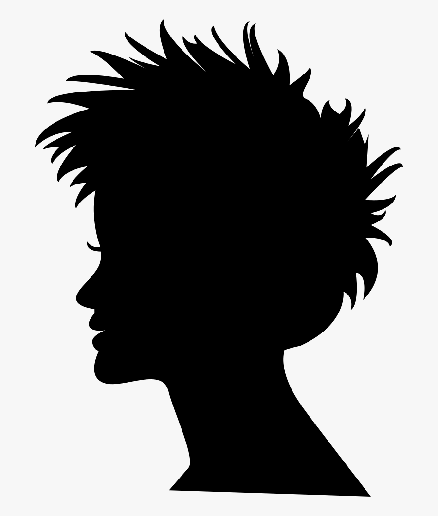 Transparent Short Person Clipart - Silhouette Of A Girl With Short Hair, Transparent Clipart