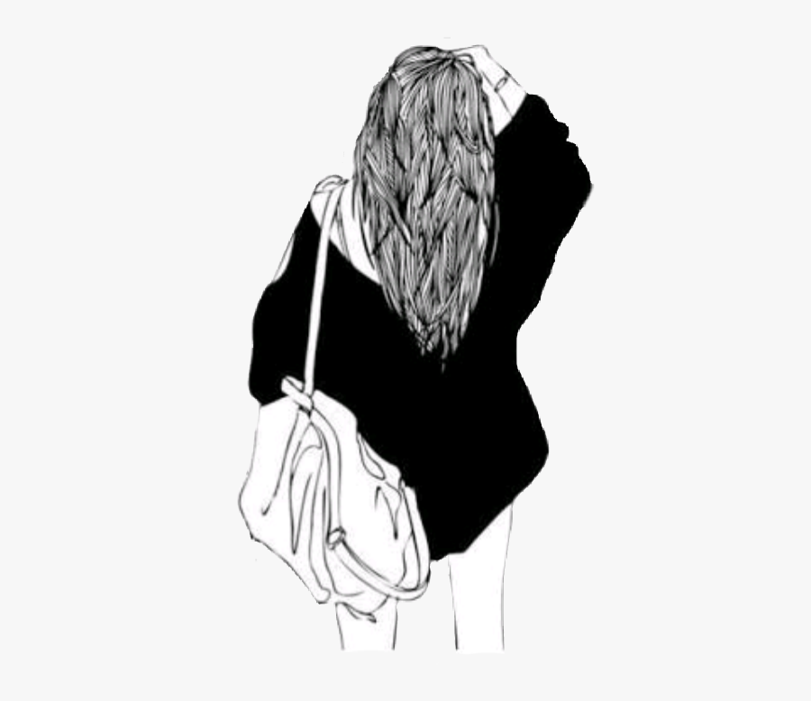 Drawing Image Black And White Art Sketch - Black And White Girly Drawing, Transparent Clipart