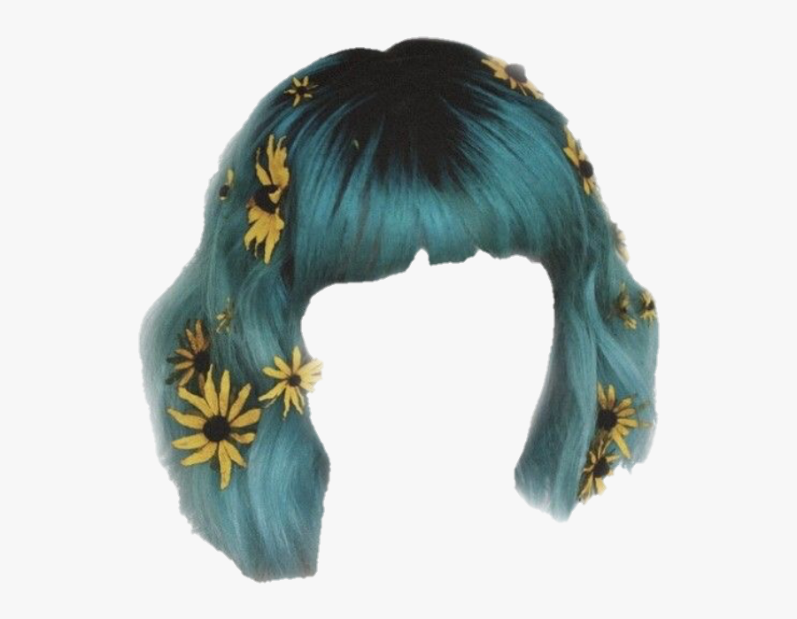 #hair #weave #tracks #wigs #flowers #short #shorthair - Blue Hair Short Blue Aesthetic, Transparent Clipart