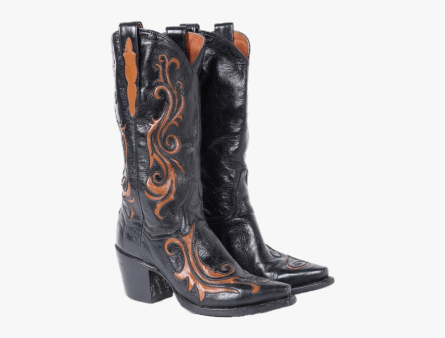 Black And Brown Vintage Cowboy Boots Clip Arts - Cowboy Boot, Transparent Clipart