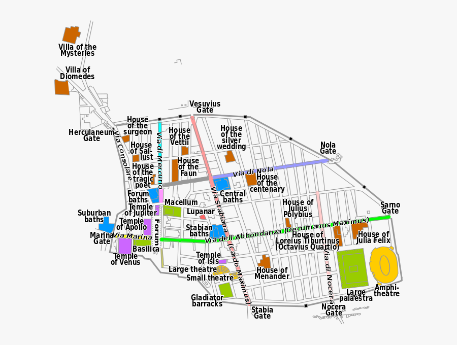Ancient Town Clipart 299,64kb Download - Detailed Map Of Pompeii, Transparent Clipart