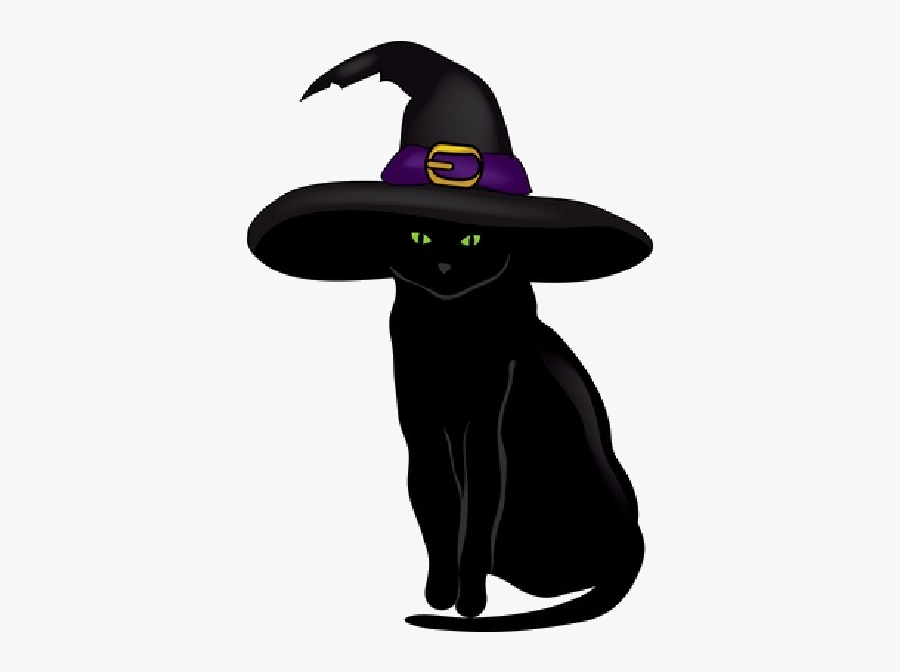 Cat Wearing Witch Hat, Transparent Clipart