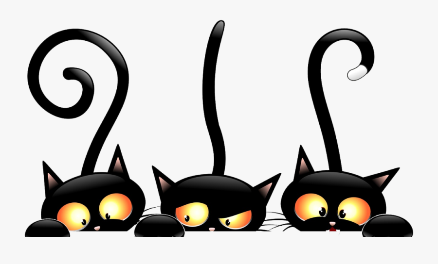 Black Cats Cartoon, Transparent Clipart