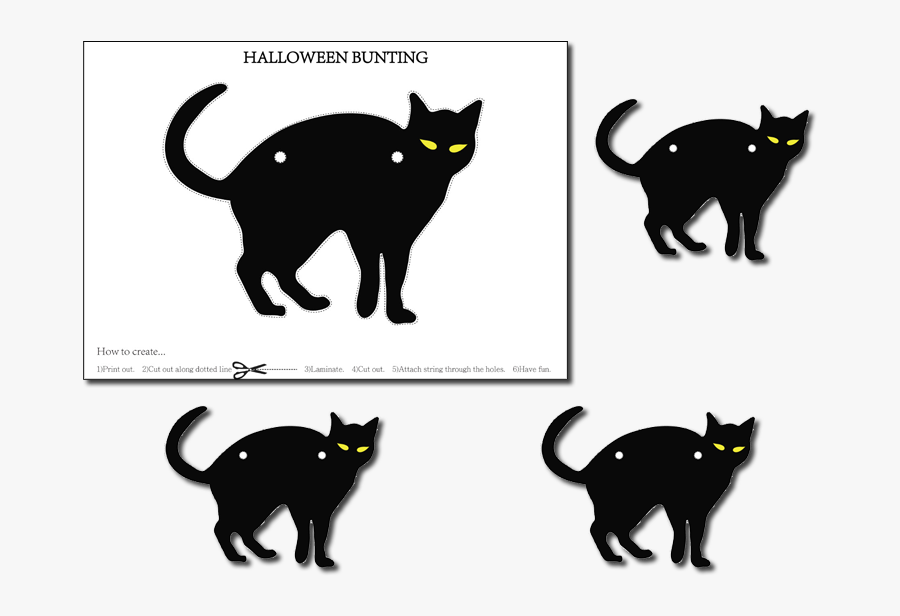 Transparent Bunting Clipart - Halloween Black Cat Transparent, Transparent Clipart