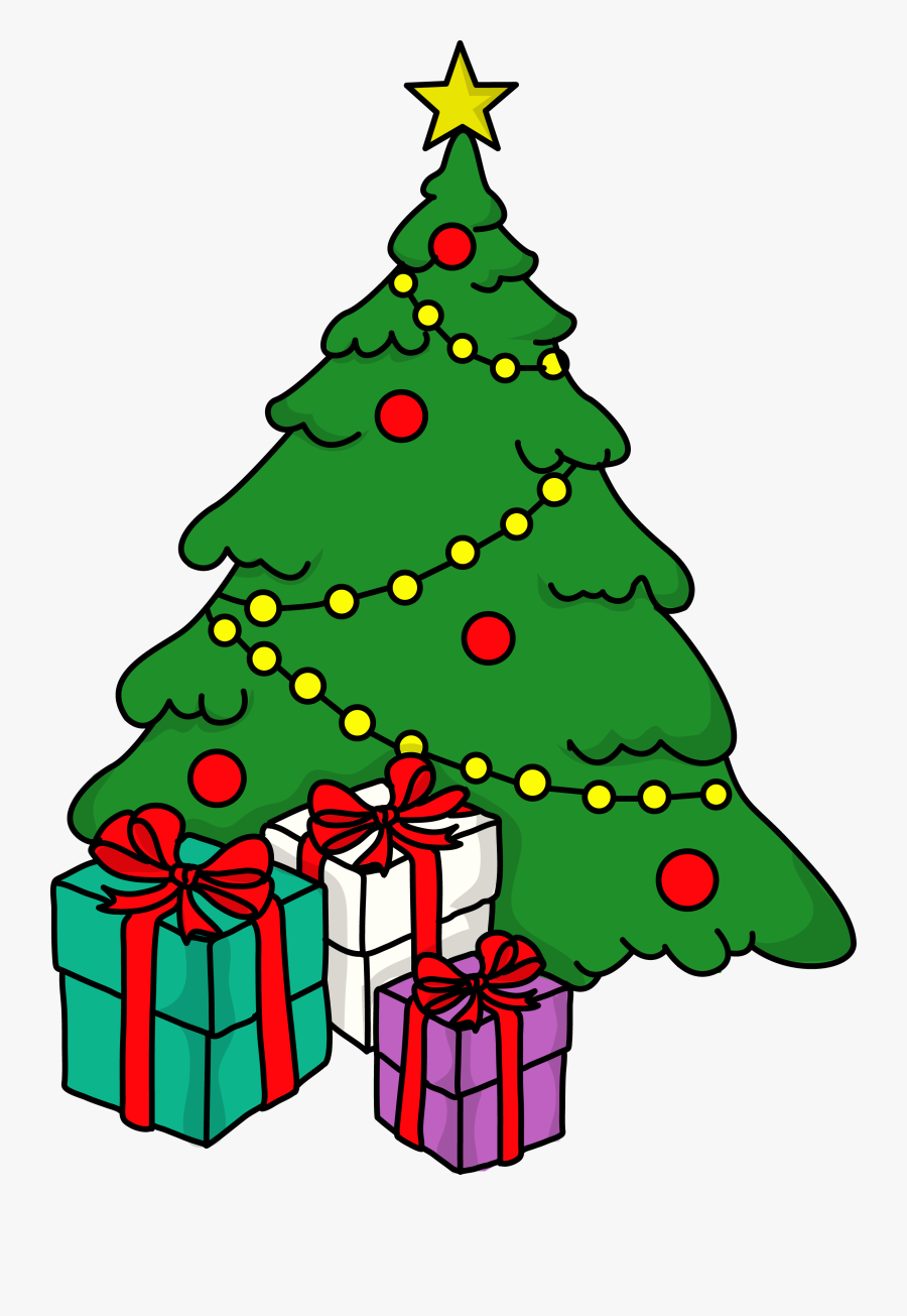 Free Christmas Tree And Gifts Celebration Clip Art - Christmas Tree, Transparent Clipart
