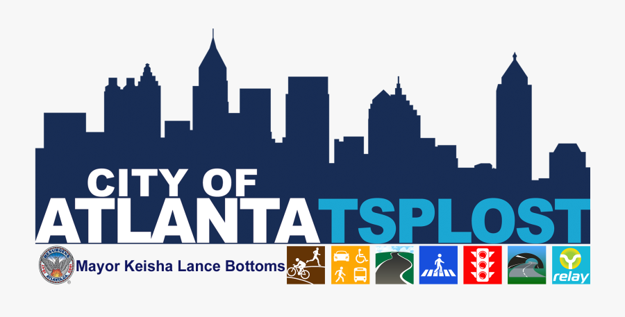 About City Of Tsplost - Atlanta Skyline Silhouette, Transparent Clipart