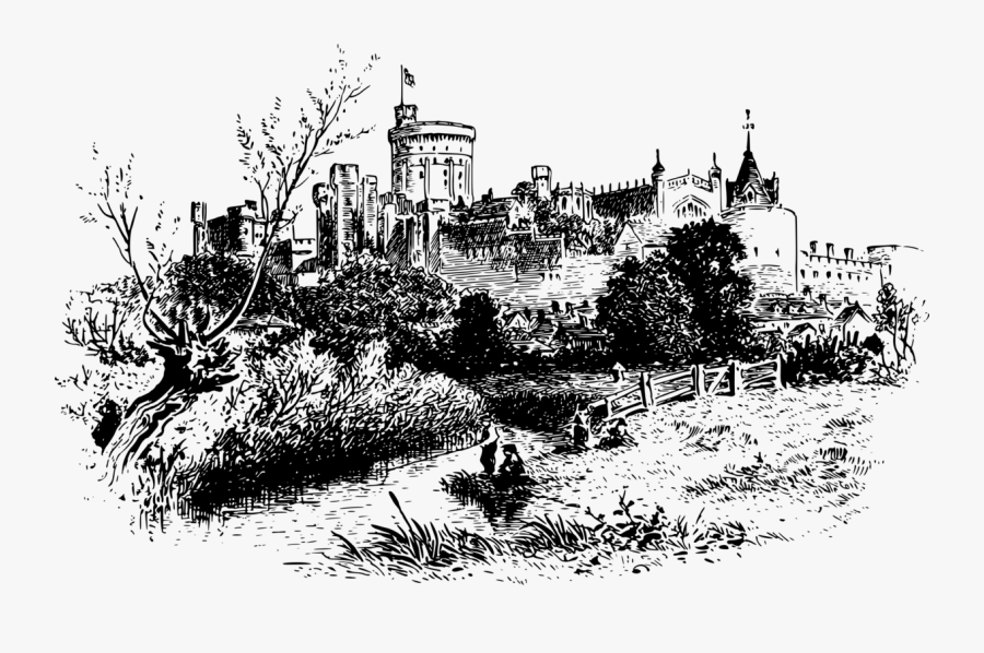 Visual Arts,monochrome Photography,tree - Windsor Castle Drawing Svg, Transparent Clipart