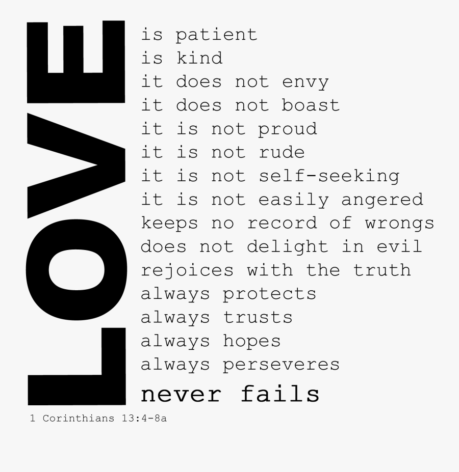 Clip Art Bible Verses Love Never Fails - Love Ka Full Form Hindi, Transparent Clipart