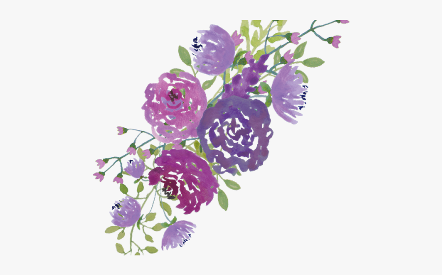 Purple Rose Clipart Heart - Watercolour Purple Flowers Png, Transparent Clipart