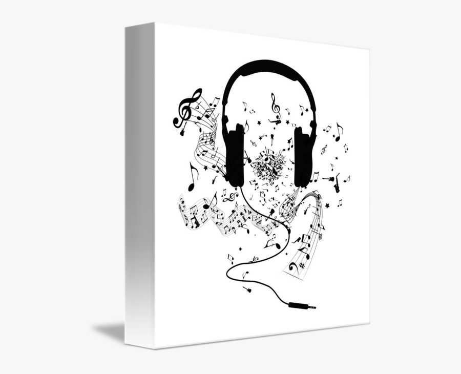 Drawing Headphones Music Note Clipart - Headphones With Music Notes, Transparent Clipart