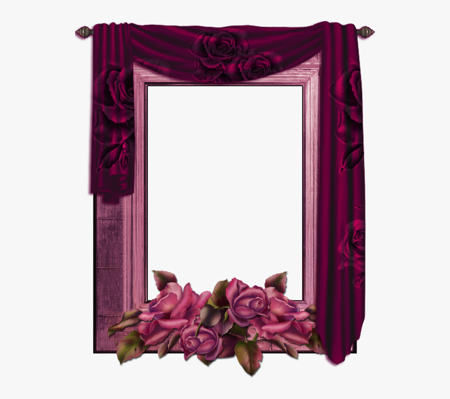 Purple Rose Clipart Frame - Frame With Curtain Png, Transparent Clipart
