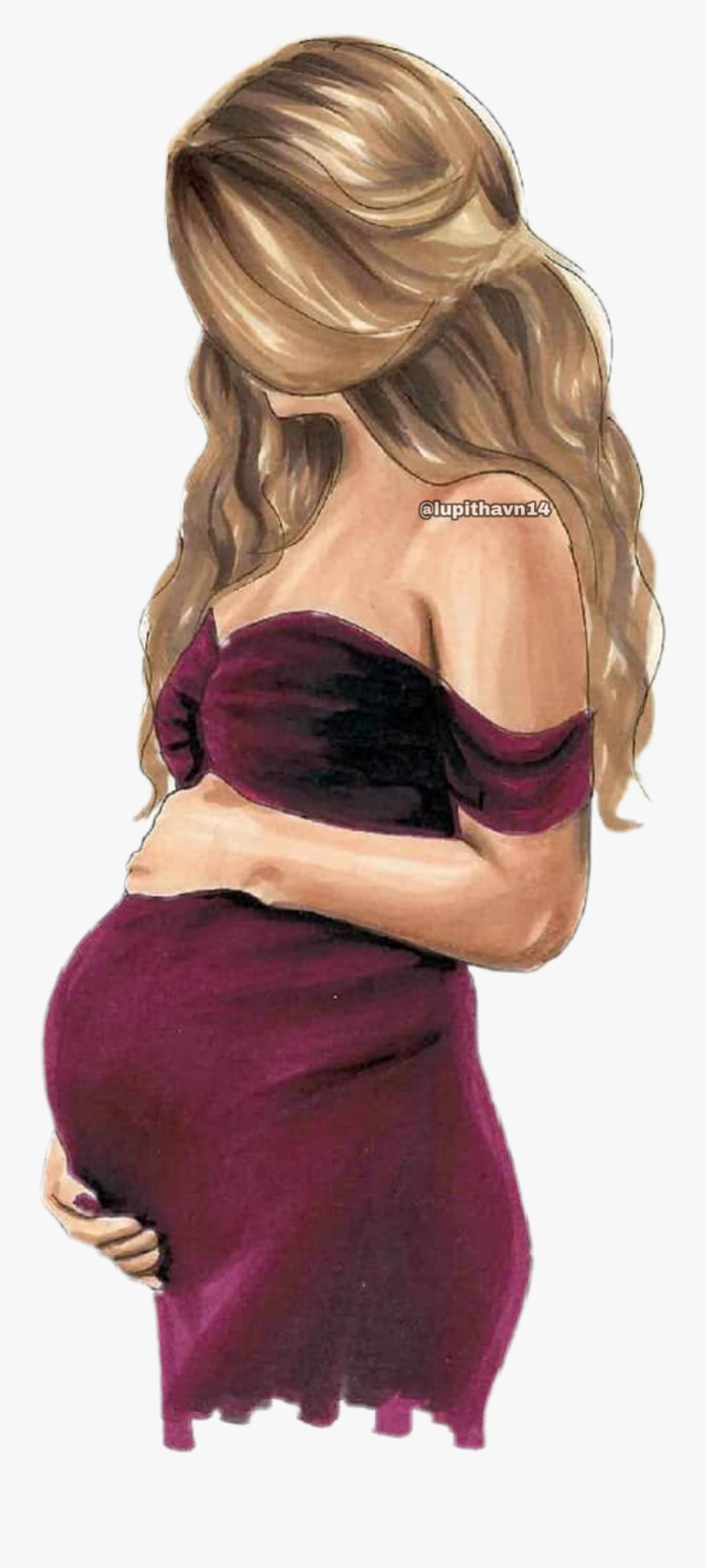 #pregnant #mom #pregnantwoman #saja94 Art #marwa Draw - Pregnancy, Transparent Clipart