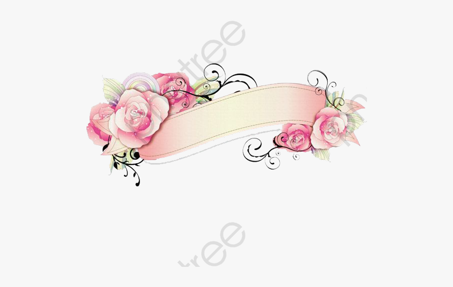 Banner Clipart Blank - Pink With Roses Banner Png, Transparent Clipart