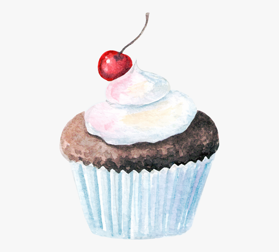 Transparent Cupcakes Vector Png - Cupcake Watercolor Illustration Png, Transparent Clipart