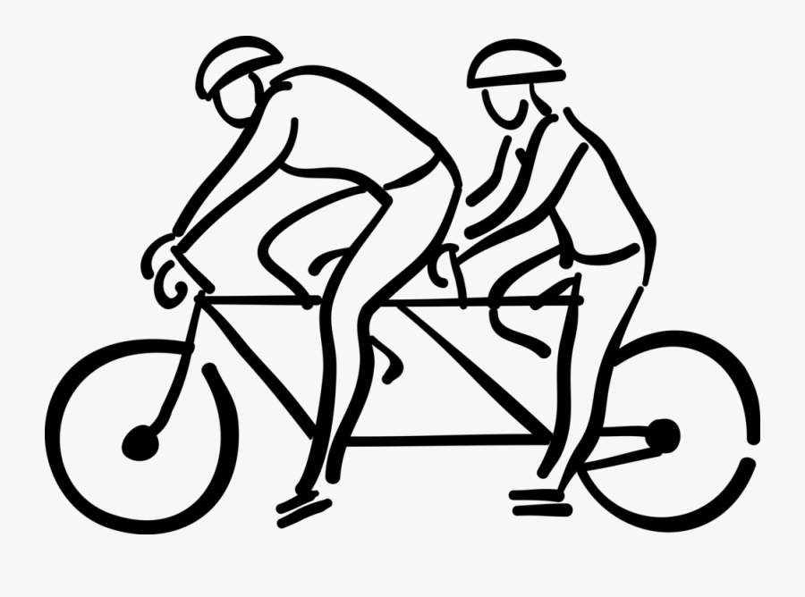 Vector Illustration Of Two Cyclists Riding On Tandem - Tandem Cycle Png, Transparent Clipart