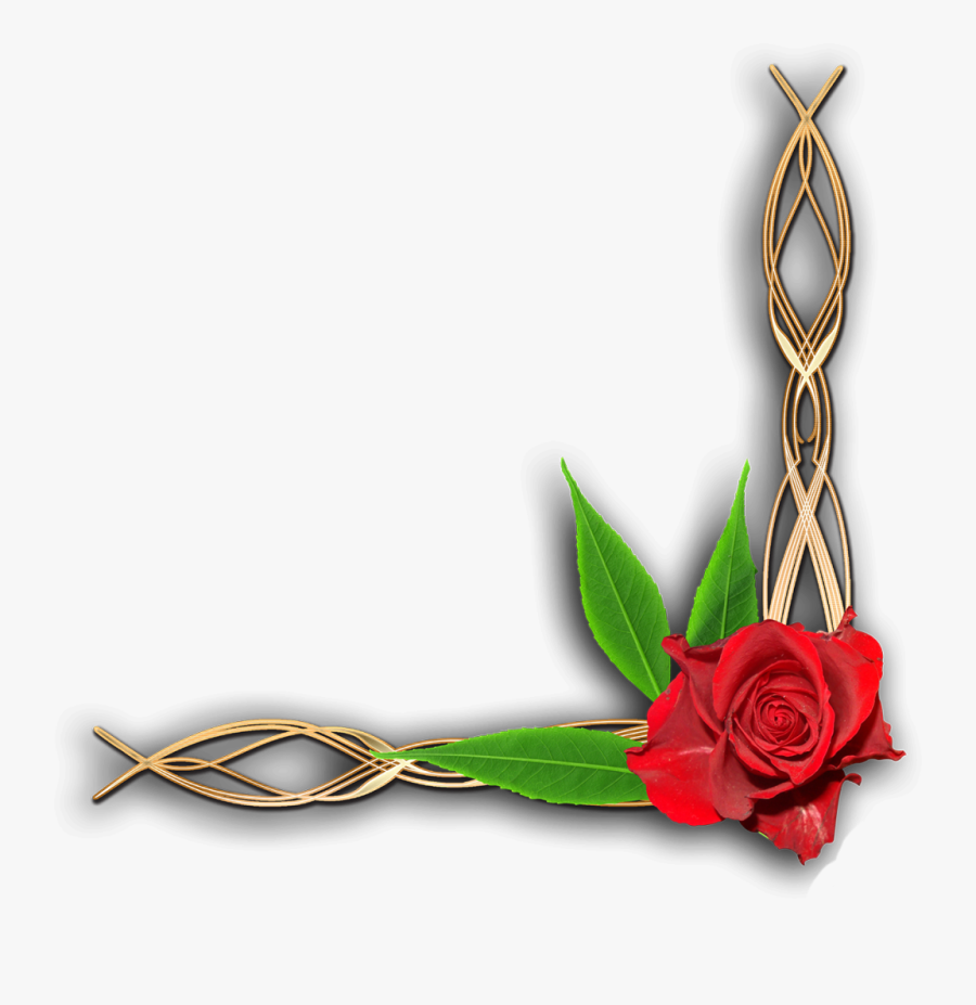 Flower Corner Border Png - Rose Flower Corner Design Png, Transparent Clipart