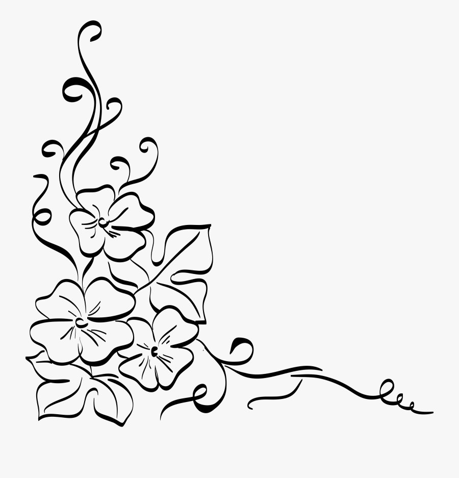 Transparent Floral Corner Clipart - Corner Flower Border Drawing, Transparent Clipart