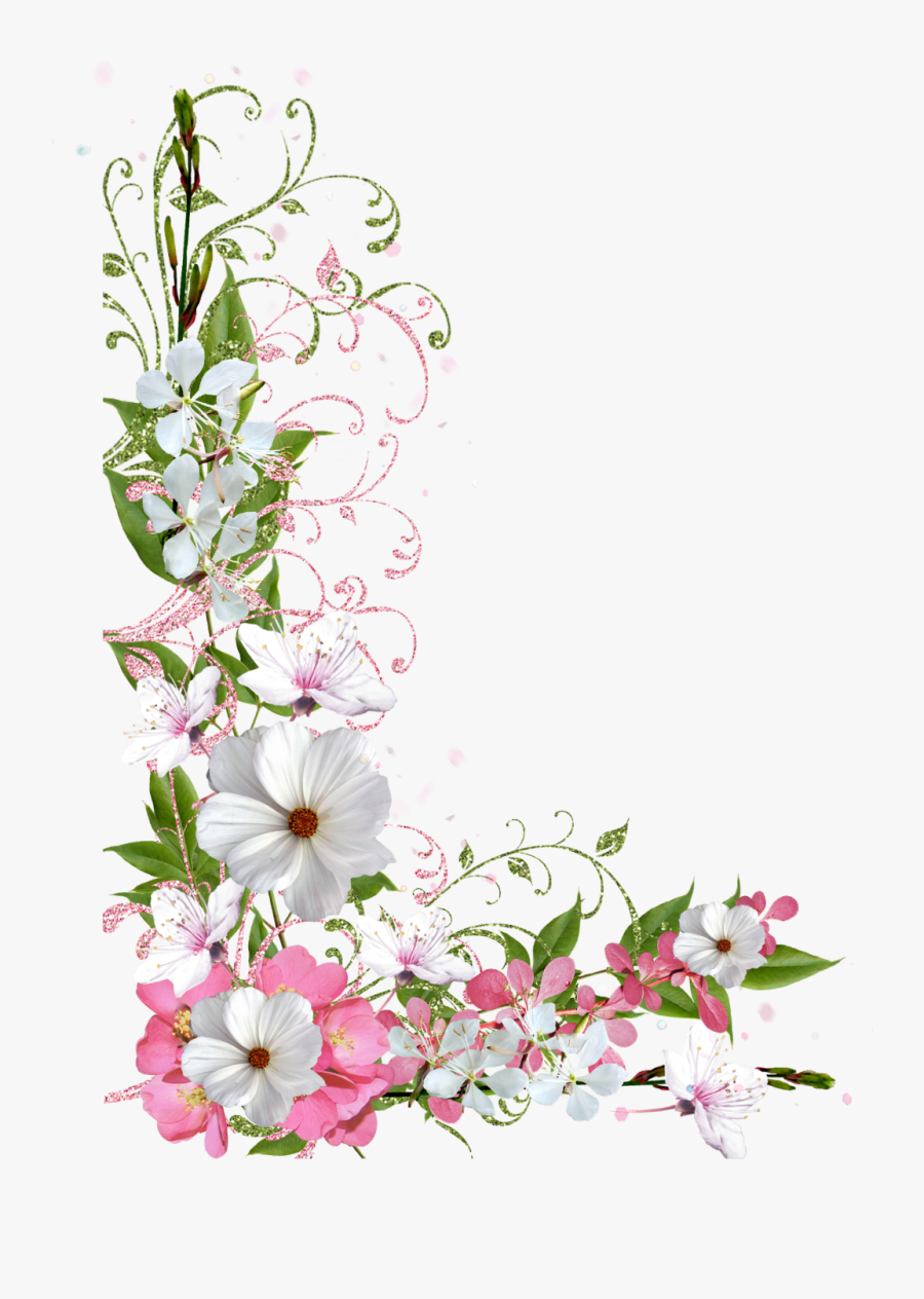 #ftestickers #flowers #corner #border #deadoralive - Pastel Floral Border Png, Transparent Clipart