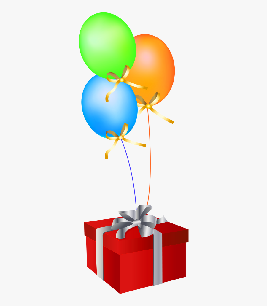 Birthday Balloons With Gift Png, Transparent Clipart